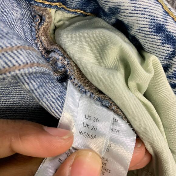 Free People We The Free Light wash Slim Button Fy Jeans Raw Hem Sz 26 - Picture 10 of 11